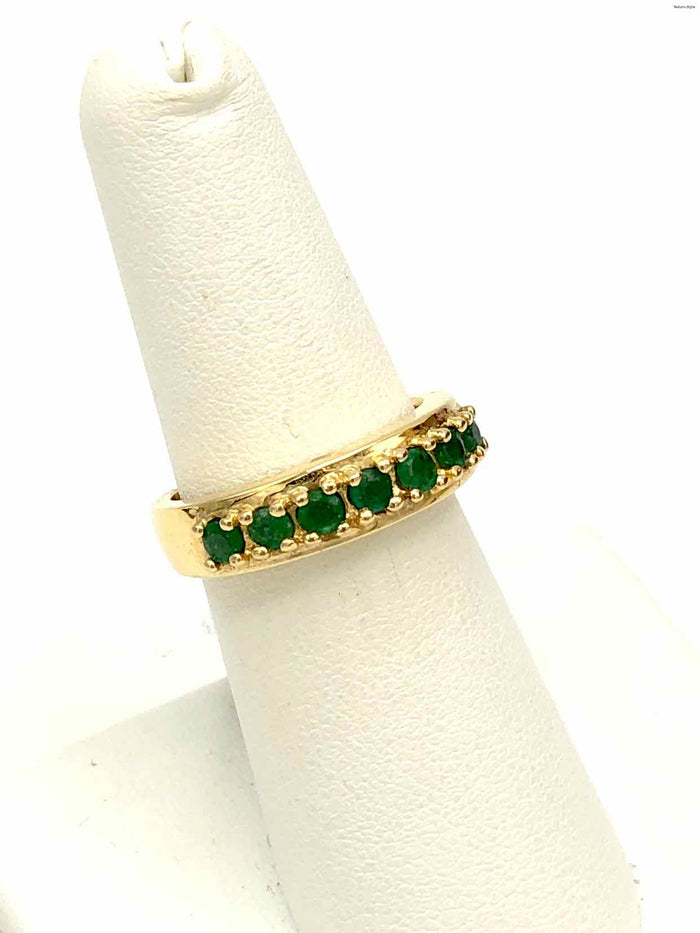 Green Sterling Silver Gold Plated Band SZ 7 Ring SS