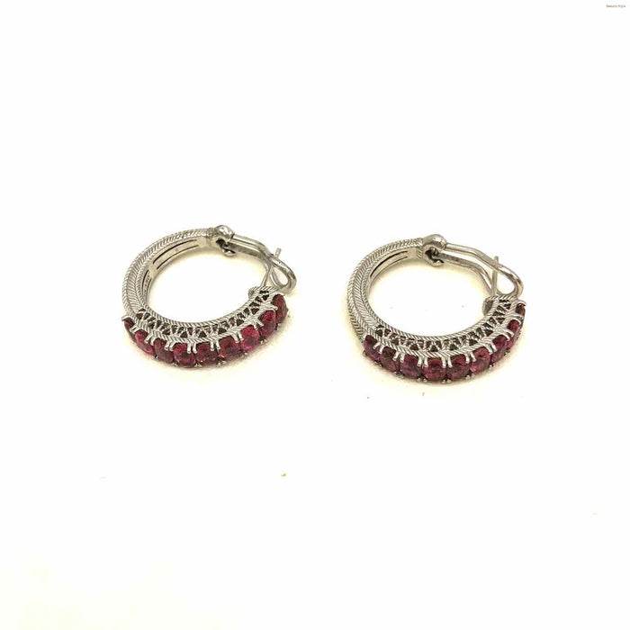 JUDITH RIPKA Silver Pink Sterling Silver ss Hoops