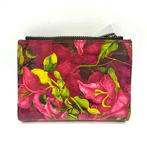 PATRICIA NASH Fuchsia Brown Leather Floral Wristlet Wallet