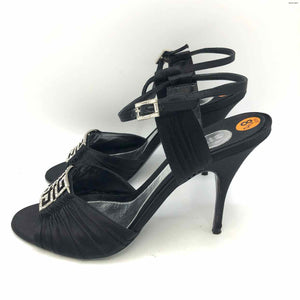 GIVENCHY Black Clear Satin Made in Italy Crystal 4" Heel Shoes