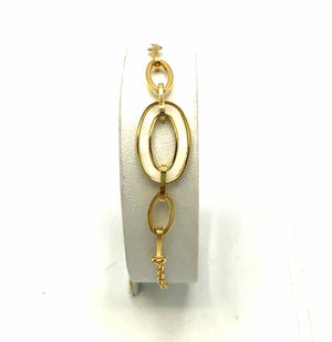 Gold Plated White Mother of Pearl Oval SS GP Brace