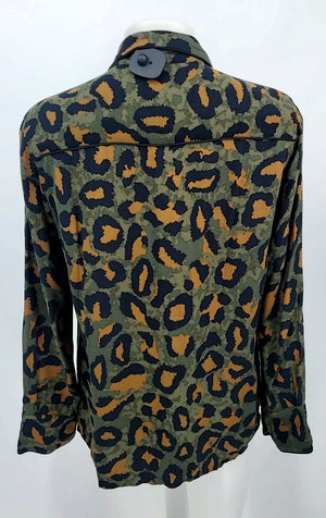 ZADIG & VOLTAIRE Olive Black Multi Made in France Leopard Print Top