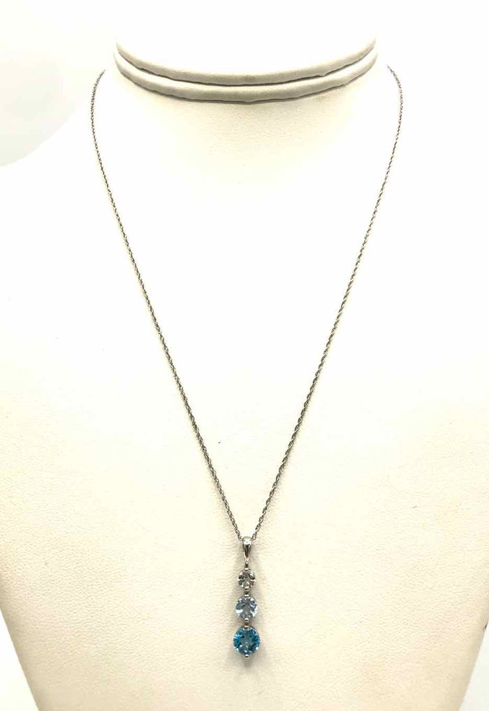 Blue Topaz Sterling Silver Pendant on Chain ss Necklace