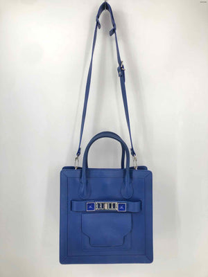 PROENZA SCHOULER Blue Silver Leather Satchel w/Crossbody Strap Purse