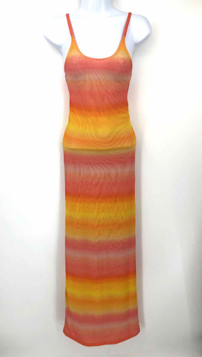 SKATIE X ROCKY BARNES Yellow Pink Multi Mesh Ombre Maxi Length Dress