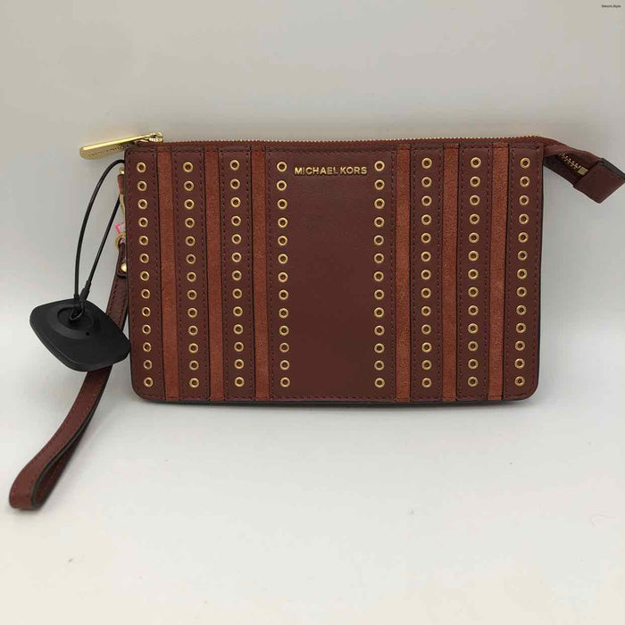 MICHAEL KORS Burgundy Rust Grommets Wristlet 8" 5" Purse