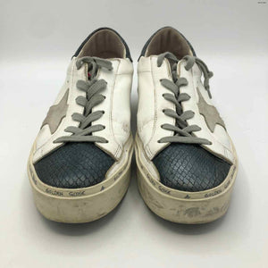 GOLDEN GOOSE White Green Leather Italian Made Distressed Sneaker Shoes