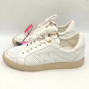 ZADIG & VOLTAIRE White Leather Perforated Sneaker Shoes