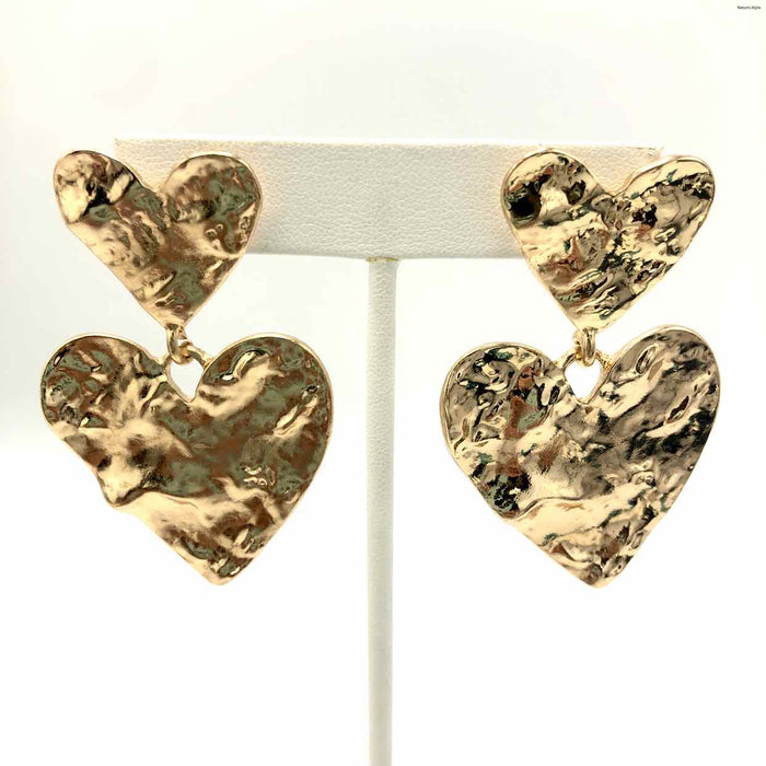 ANTHROPOLOGIE Goldtone Heart Dangle Earrings