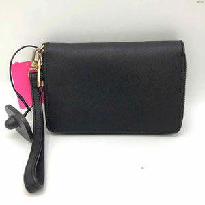 TORY BURCH Black Gold Zip Around Wristlet Wallet