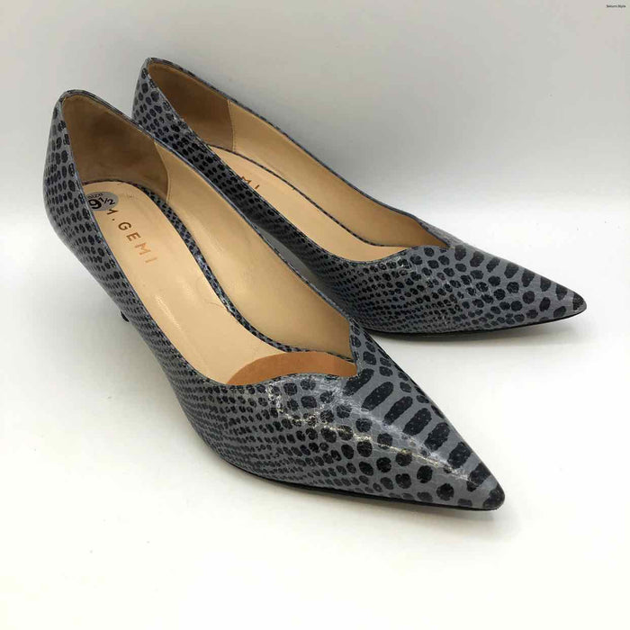 M. GEMI Gray Black Leather Italian Made 2.5" Heel Pump Shoes