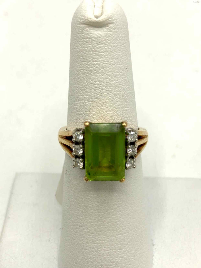 Diamond Peridot 14k-Ring Sz 6