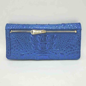 BRAHMIN Royal Blue Leather Mock Croc Fold Over Wallet