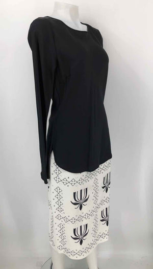 MALENE BIRGER White & Black Clear Silk Embroidered Skirt & Jacket 3PC Set